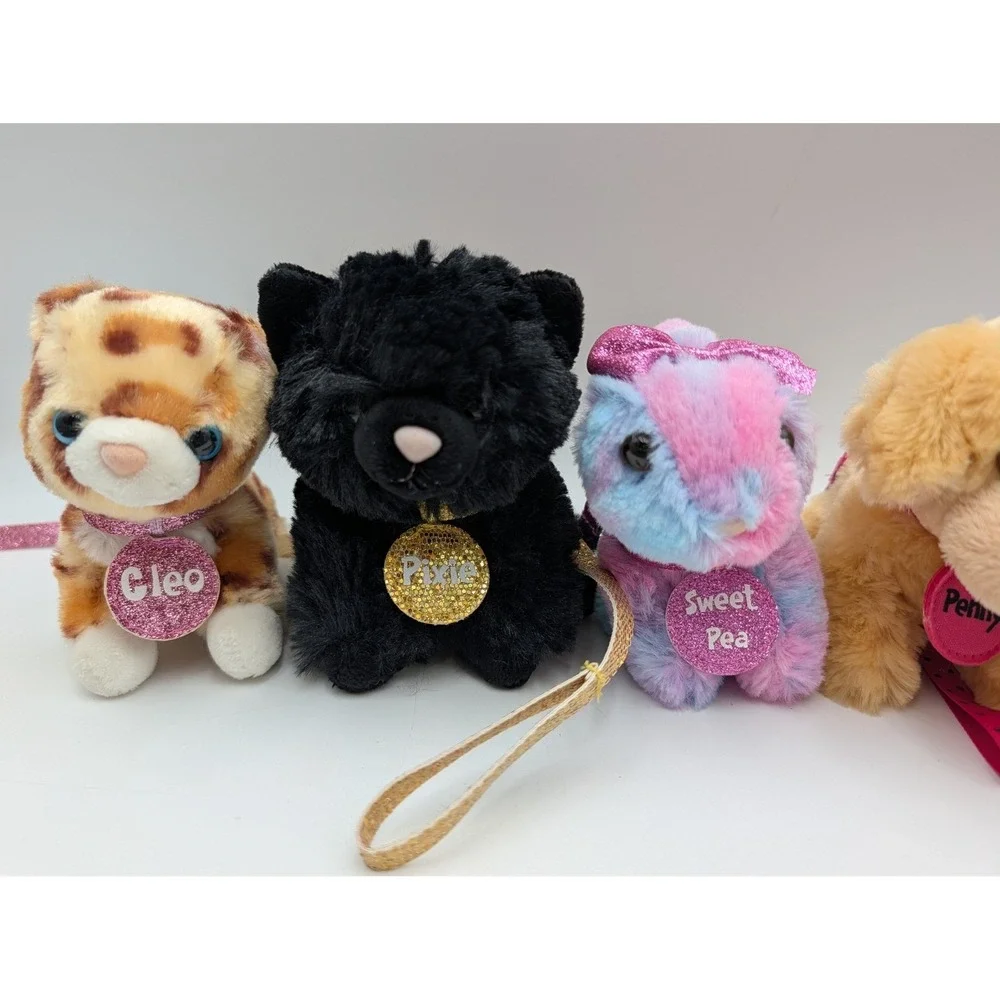 Gund‎ Justice Pet Pixie Cleo Cat Sweet Pea Rabbit Maddie Penny Plush Leash Lot